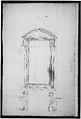 San Lorenzo, Library, Ricetto, portal to Ricetto, elevation; plan (recto) San Lorenzo, Library, Ricetto, portal to Ricetto, section; details (verso), Drawn by Anonymous, French, 16th century, Dark brown ink, black chalk, and incised lines
