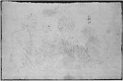 River God (Tigris), sketch (recto) blank (verso), Drawn by Anonymous, French, 16th century, Dark brown ink, black chalk, and incised lines