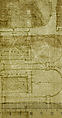 Unidentified Palace, section and half elevation (recto) blank (verso), Drawn by Anonymous, French, 16th century, Dark brown ink, black chalk, and incised lines