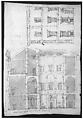 Unidentified Palace, section and half elevation (recto) blank (verso), Drawn by Anonymous, French, 16th century, Dark brown ink, black chalk, and incised lines