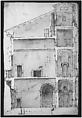 Palazzo Salviati in Rome, section (recto); Palazzo Salviati in Rome, details (verso), Anonymous, French, 16th century, Pen and dark brown ink, over red chalk and stylus-incised lines (recto and verso).