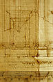 Villa of Agostino Chigi (La Farnesina), Rome, north façade, with ornamental detailing (recto); Villa of Agostino Chigi (La Farnesina), Rome, plan and moulding profiles (verso), Drawn by Anonymous, French, 16th century, Pen and dark brown ink, black chalk, and incised lines