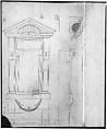 Porta Pia, elevation (recto) Porta Pia, window, elevation; section (verso), Drawn by Anonymous, French, 16th century, Dark brown ink, black chalk, and incised lines
