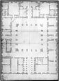 Palazzo Farnese, plan, ground floor (recto) blank (verso), Drawn by Anonymous, French, 16th century, Dark brown ink, black chalk, and incised lines