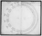 St. Peter's, drum, plan, at two levels (recto) compass (verso), Drawn by Anonymous, French, 16th century, Dark brown ink, black chalk, and incised lines