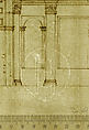 S. Andrea via Flaminia, plan; section (recto) blank (verso), Drawn by Anonymous, French, 16th century, Dark brown ink, black chalk, and incised lines