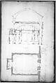 S. Andrea via Flaminia, plan; section (recto) blank (verso), Drawn by Anonymous, French, 16th century, Dark brown ink, black chalk, and incised lines