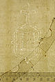 Cortile del Belvedere, Upper Courtyard, stair, plan (recto) blank (verso), Drawn by Anonymous, French, 16th century, Dark brown ink, black chalk, and incised lines