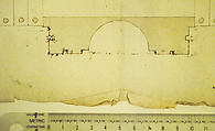 Cortile del Belvedere, Upper Courtyard, stair, plan (recto) blank (verso), Drawn by Anonymous, French, 16th century, Dark brown ink, black chalk, and incised lines