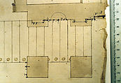 Cortile del Belvedere, Upper Courtyard, stair, plan (recto) blank (verso), Drawn by Anonymous, French, 16th century, Dark brown ink, black chalk, and incised lines