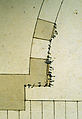 Cortile del Belvedere, Upper Courtyard, stair, plan (recto) blank (verso), Drawn by Anonymous, French, 16th century, Dark brown ink, black chalk, and incised lines