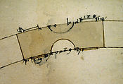 Cortile del Belvedere, Upper Courtyard, stair, plan (recto) blank (verso), Drawn by Anonymous, French, 16th century, Dark brown ink, black chalk, and incised lines