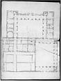 Unidentified building, plan (recto) blank (verso), Drawn by Anonymous, French, 16th century, Dark brown ink, black chalk, and incised lines