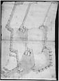 Bastione Ardeatino, Rome, plan and section (recto) Bastione Ardeatino, Rome, plans (verso), Drawn by Anonymous, French, 16th century, Dark brown ink, black chalk, and incised lines