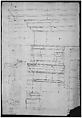 Palazzo Massimo alle Colonne, cortile, section (recto) Palazzo Massimo alle Colonne , first story loggia entablature, profile section and column shaft (verso), Drawn by Anonymous, French, 16th century, Dark brown ink, black chalk, and incised lines
