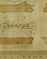 Palazzo Massimo alle Colonne, plan (recto); Palazzo Massimo alle Colonne, façade, details and fireplace (verso), Anonymous, French, 16th century, Dark brown ink, black chalk, and incised lines