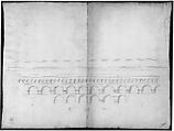 Unidentified, ceiling plan (recto) Pont du Gard, perspective elevation (verso), Drawn by Anonymous, French, 16th century, Dark brown ink, black chalk, and incised lines