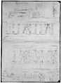 Pantheon, dome, section details; alcove, section and details (recto) Pantheon, rotonda, upper order, elevation and details (verso), Drawn by Anonymous, French, 16th century, Dark brown ink, black chalk, and incised lines