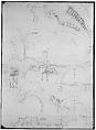 Pantheon, dome, section details; alcove, section and details (recto) Pantheon, rotonda, upper order, elevation and details (verso), Drawn by Anonymous, French, 16th century, Dark brown ink, black chalk, and incised lines