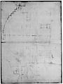 Pantheon, section (recto) Pantheon, capital, elevation; capital, details, Drawn by Anonymous, French, 16th century, Dark brown ink, black chalk, and incised lines