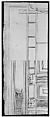Unidentified building, elevation and section elevation (recto) Corinthian column base, elevation (verso), Drawn by Anonymous, French, 16th century, Dark brown ink, black chalk, and incised lines