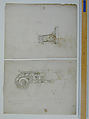 S. Maria in Trastevere, Ionic capital, side elevation (recto); Unidentified, Ionic capital volute, construction diagram (verso), Drawn by Anonymous, French, 16th century, Dark brown ink, black chalk, and incised lines