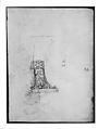 S. Maria in Trastevere, Ionic capital, side elevation (recto); Unidentified, Ionic capital volute, construction diagram (verso), Drawn by Anonymous, French, 16th century, Dark brown ink, black chalk, and incised lines