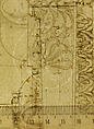 Domus Augustiana, cornice, elevation in profile, ornamental detailing (recto) Unidentified, cornice, elevation in profile, ornamental detailing (verso), Drawn by Anonymous, French, 16th century, Dark brown ink, black chalk, and incised lines