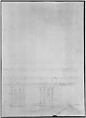 Basilica Ulpia, cornice, elevation profile with ornamental detailing; Domus Turciorum, entablature, elevation profile (recto) Domus Turciorum, elevation, perspective (verso), Drawn by Anonymous, French, 16th century, Dark brown ink, black chalk, and incised lines
