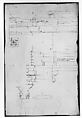 Portico at the Porta Carmentalis, Tuscan capital and entablature, elevation; pier, section, detail (recto) S. Prassede, Quadriportico, Doric capital, elevation; Palazzo Massimo alle Colonne, column shaft, profile (verso), Drawn by Anonymous, French, 16th century, Dark brown ink, black chalk, and incised lines