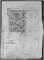 Temple of Castor and Pollux, soffit panel, ceiling plan (recto) Unidentified, stucco or fresco, details (verso), Drawn by Anonymous, French, 16th century, Dark brown ink, black chalk, and incised lines