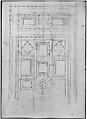 Unidentified, funerary altar, plan and elevations (recto) S. Giovanni Laterano, Oratorio della Santa Croce, paneling, elevation (verso), Drawn by Anonymous, French, 16th century, Dark brown ink, black chalk, and incised lines