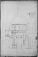 S. Pietro in Montorio, Tempietto, section (recto) blank (verso), Drawn by Anonymous, French, 16th century, Dark brown ink, black chalk, and incised lines