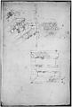 Unidentified, cornice, projection; architrave, projection (recto) Unidentified, ceiling, plan (verso), Drawn by Anonymous, French, 16th century, Dark brown ink, black chalk, and incised lines