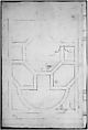 Unidentified, cornice, projection; architrave, projection (recto) Unidentified, ceiling, plan (verso), Drawn by Anonymous, French, 16th century, Dark brown ink, black chalk, and incised lines