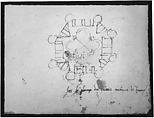 Unidentified, plan (recto) blank (verso), Drawn by Anonymous, French, 16th century, Dark brown ink, black chalk, and incised lines