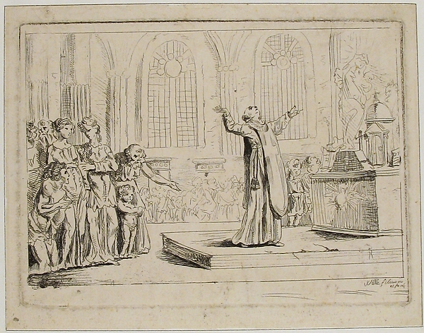 Priest Holding a Service Before an Altar