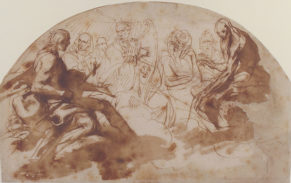 Saint John the Baptist, Saint Benedict, King David, and Other Seated Figures by Daniele Crespi