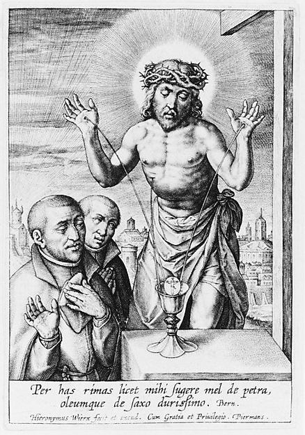 Christ as a Fountain, with Two Jesuits by Hieronymus (Jerome) Wierix