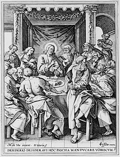 The Last Supper (Desiderio Desideravi), from "The Passion of Christ (Passio Domni Nostri Jesu Christi)" by Hieronymus (Jerome) Wierix