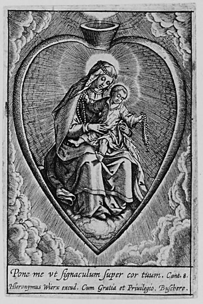 Virgin and Child in a Heart by Hieronymus (Jerome) Wierix