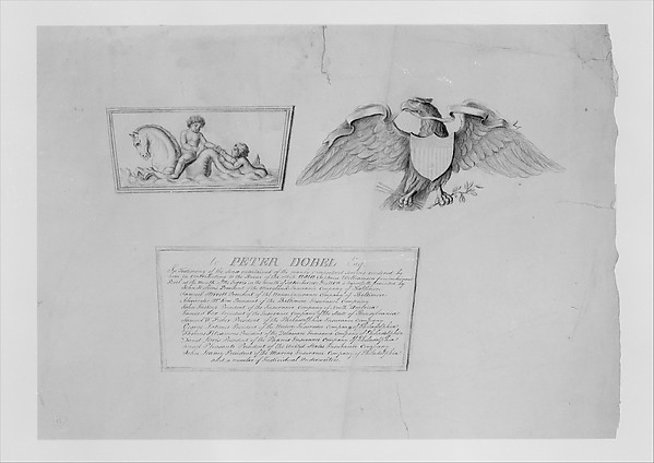 Designs for the ornaments and inscription on a testimonial urn