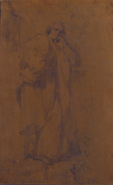 Standing Draped Male Figure, His Left Arm Resting on a Pillar