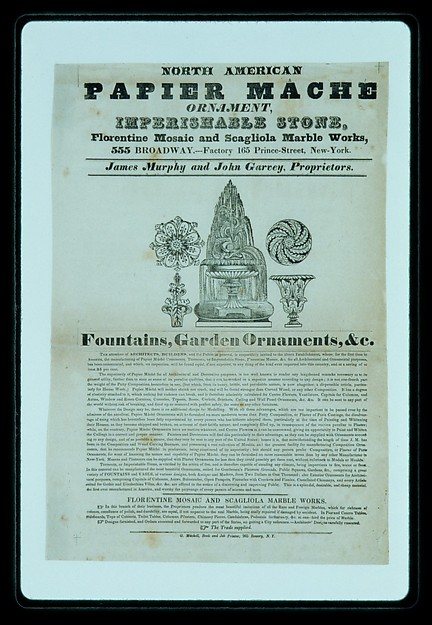 North American Papier Mâché Ornament  Imperishable Stone, Florentine Mosaic and Scagliola Marble Works