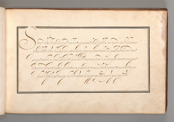 Calligraphic Exercise in Italian (Cursive Script)
