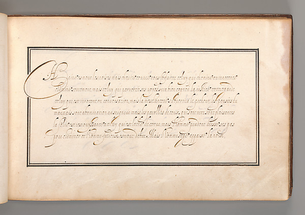 Calligraphic Exercise in French (Cursive Script)