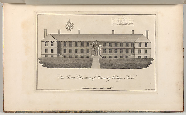 The Front Elevation of Bromley College, Kent, from Edward Hasted's "The History and Topographical Survey of the County of Kent", vols. 1-3