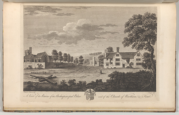 A View of the Ruins of the Archiepiscopal Palace and of the Church of Wrotham in Kent, from Edward Hasted's "The History and Topographical Survey of the County of Kent", vols. 1-3