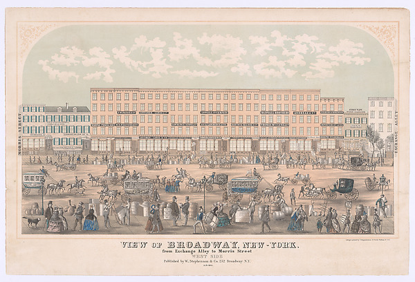 View of Broadway, New-York, from Exchange Alley to Morris Street, West Side