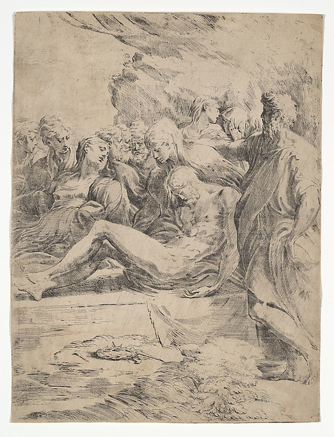 Entombment Facing Left by Parmigianino (Girolamo Francesco Maria Mazzola)